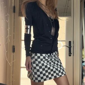 Urban Outfitters BDG High Waisted Black & White Checkered Print Denim Mini Skirt